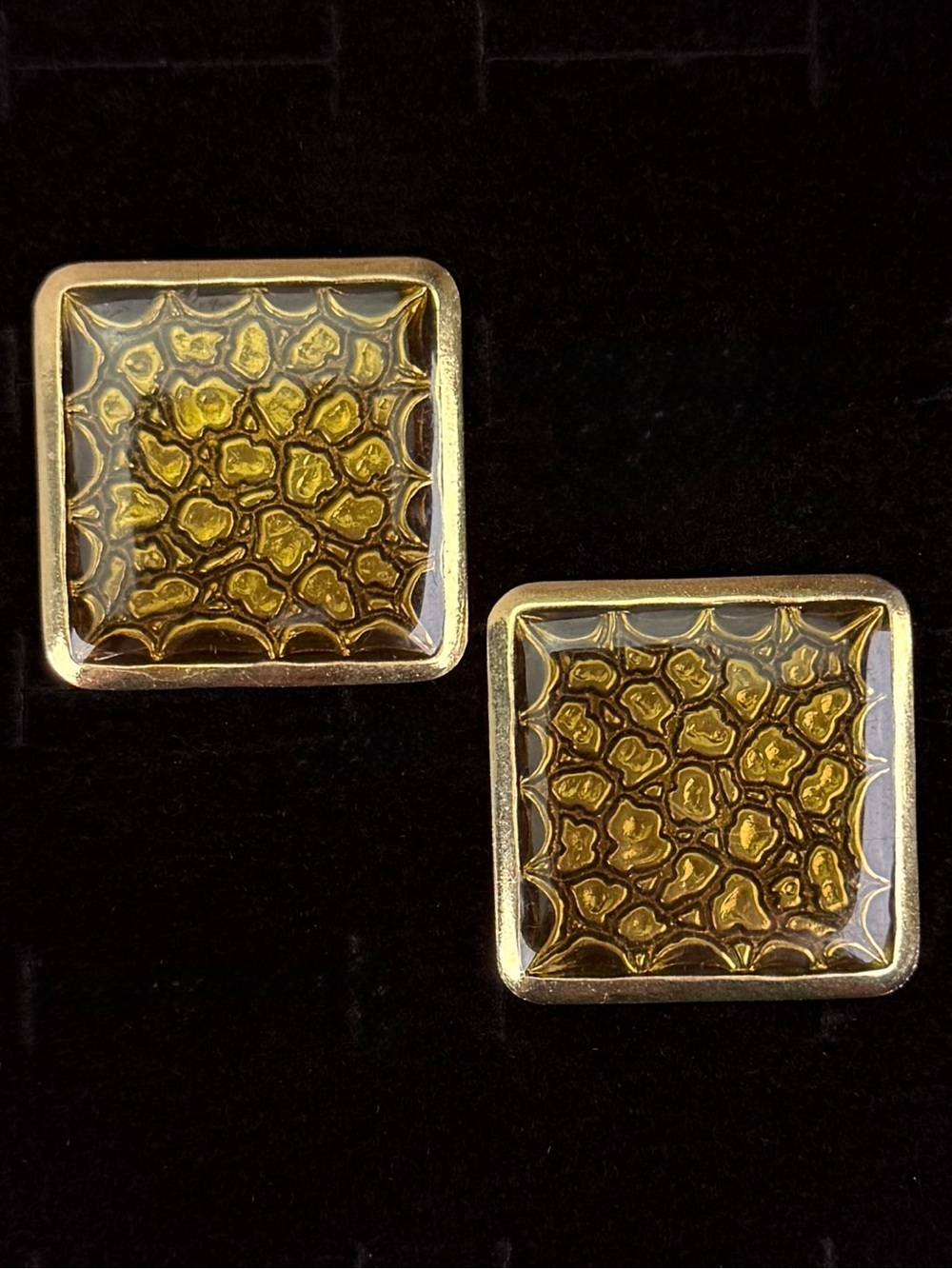 Vintage, lightweight, goldtone, square pierced earrings